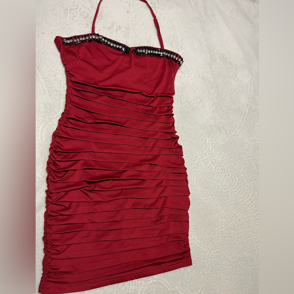 Burgundy short dress